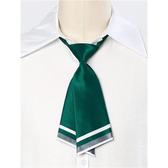 PRE-TIED Bowtie for Women Uniform Necktie Adjustable Strap Striped Deep Green - Picture 3 of 5